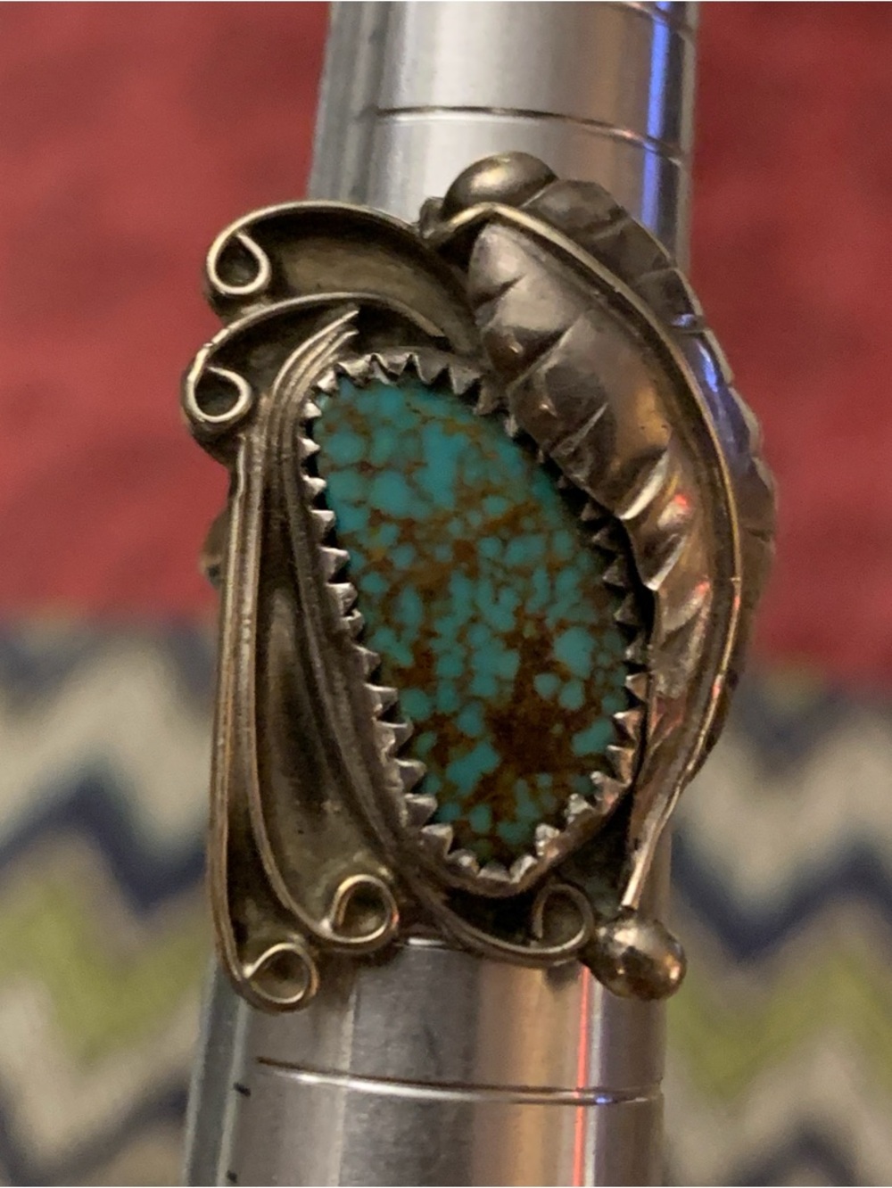 Vintage Sterling Navajo Turquoise Ring 5.46 grams